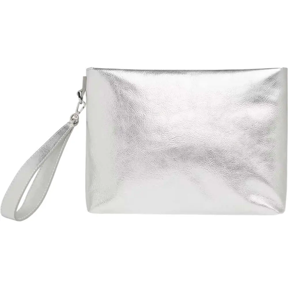 Whistles Avah Silver Zip Top Clutch